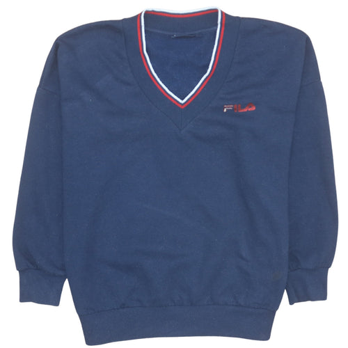 FILA Men’s Blue Pullover V-Neck Sweatshirt M Regular Fit