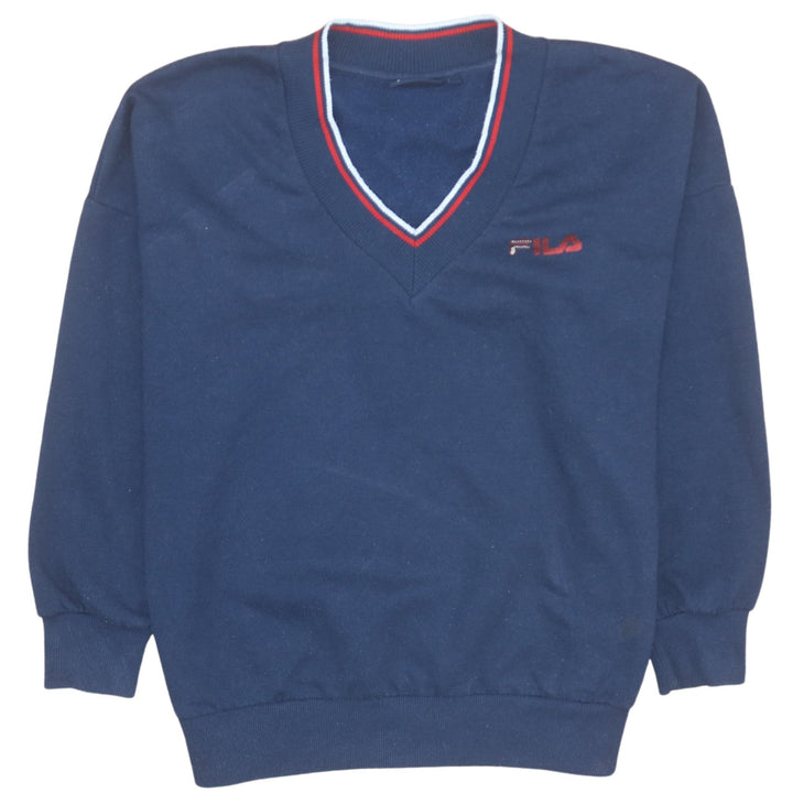 FILA Men’s Blue Pullover V-Neck Sweatshirt M Regular Fit