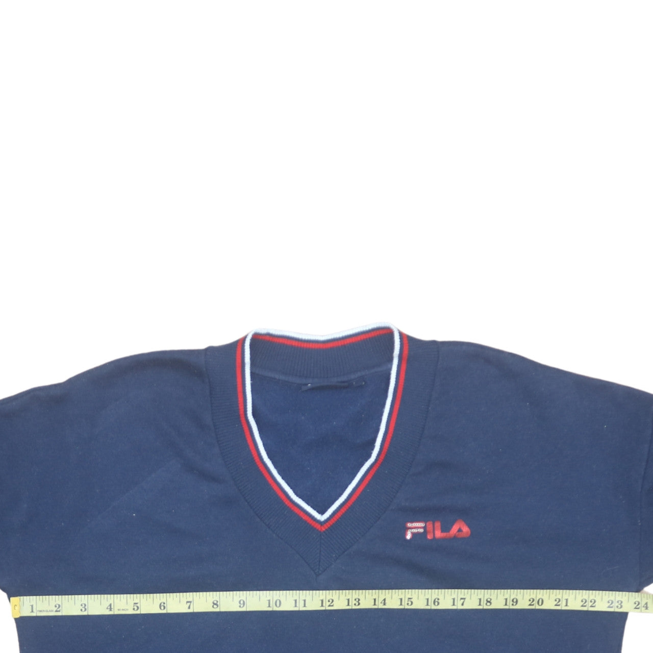 FILA Men’s Blue Pullover V-Neck Sweatshirt M Regular Fit