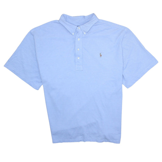 Ralph Lauren Men's Blue 2XL Knit Oxford Polo Shirt Short Sleeve