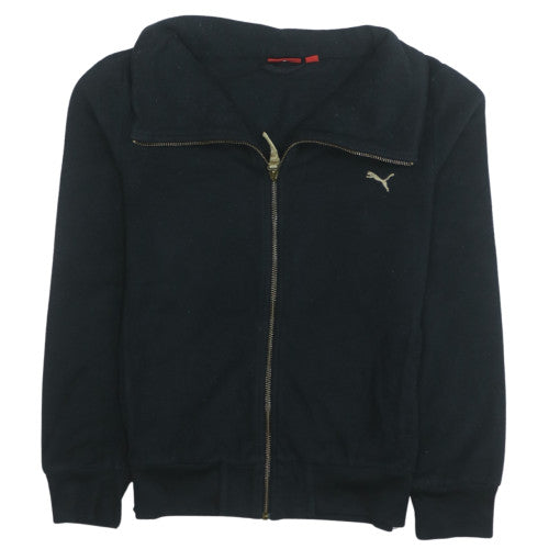 Puma Womens Black XS Full Zip Sweatshirt with Gold Logo