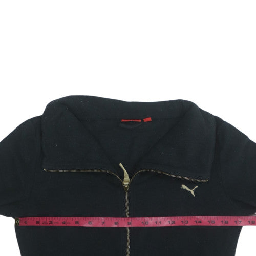 Puma Womens Black XS Full Zip Sweatshirt with Gold Logo