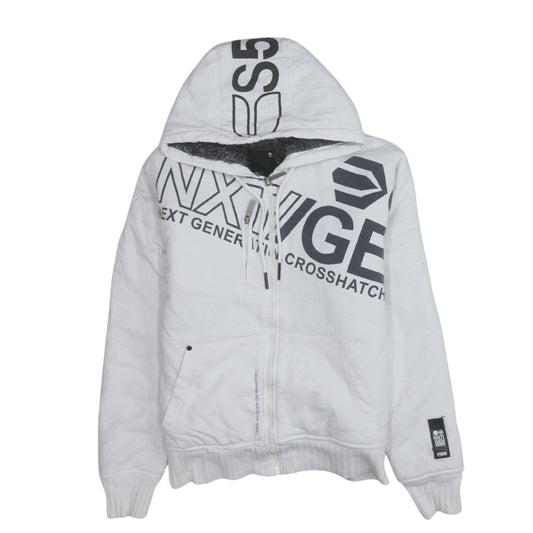 Crosshatch Men's White Full Zip Logo Hoodie Size L