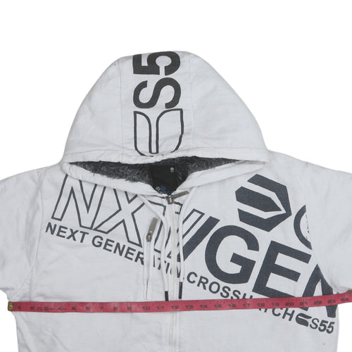 Crosshatch Men's White Full Zip Logo Hoodie Size L