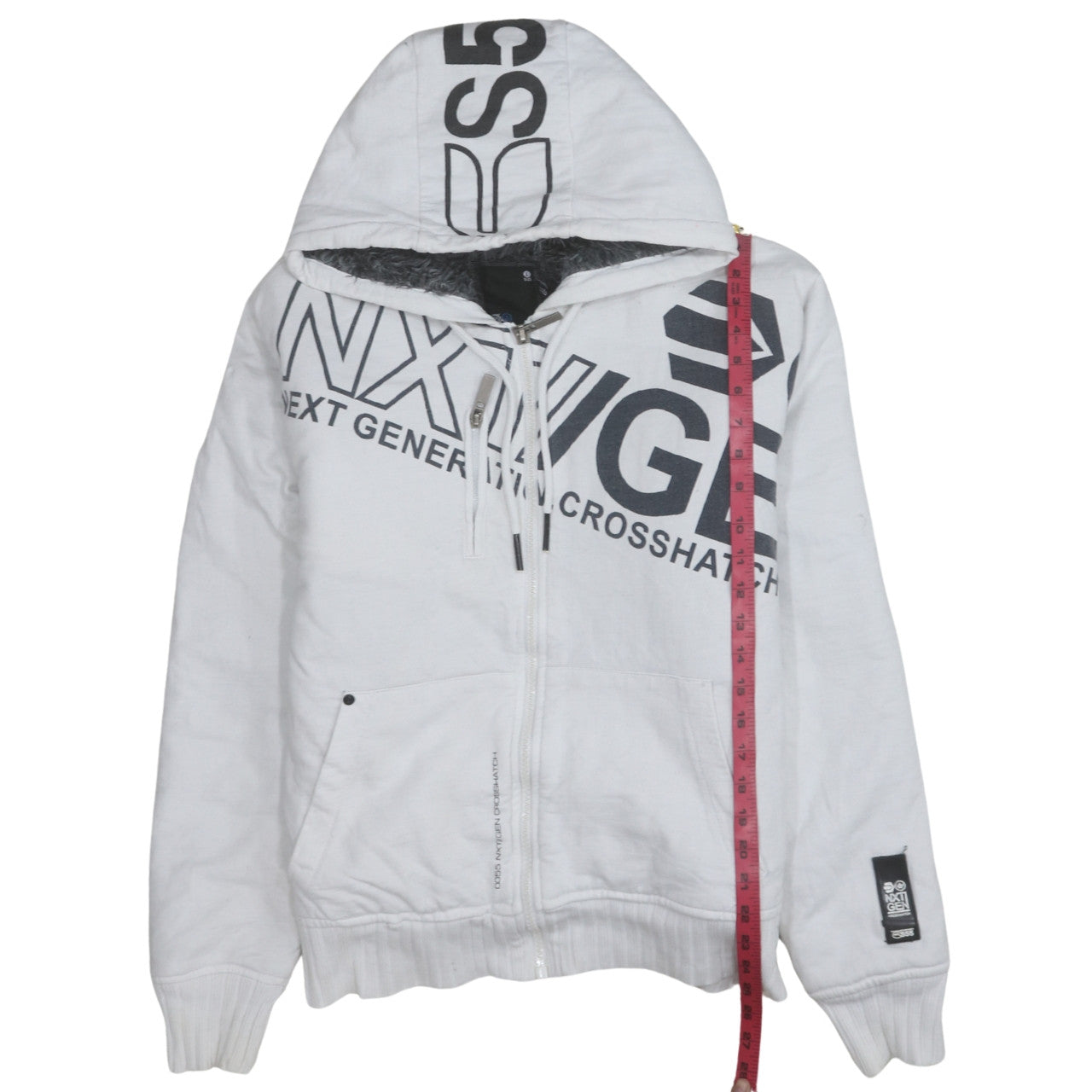 Crosshatch Men's White Full Zip Logo Hoodie Size L