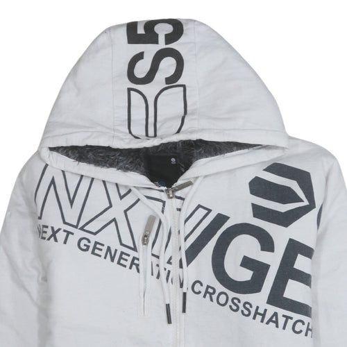 Crosshatch Men's White Full Zip Logo Hoodie Size L