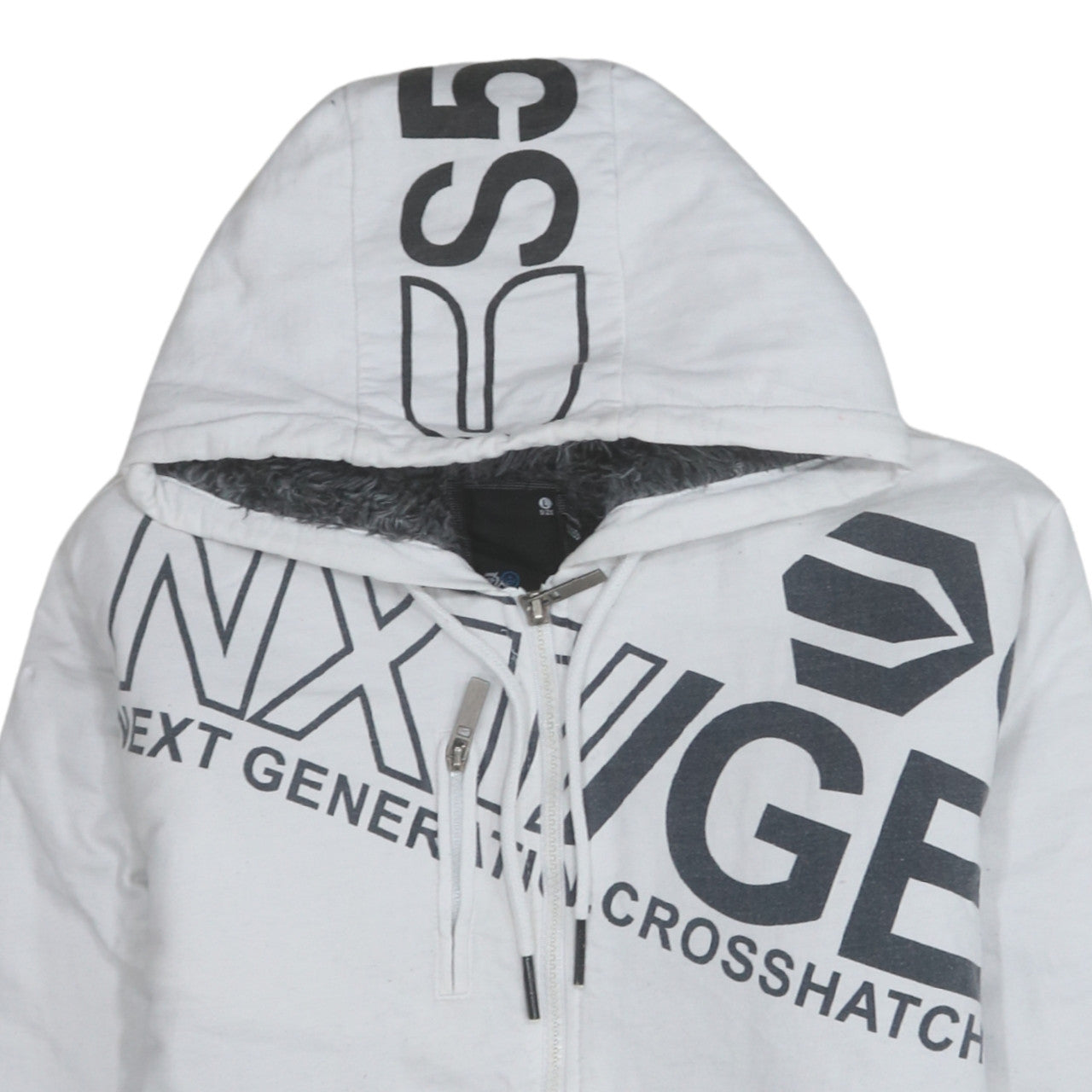 Crosshatch Men's White Full Zip Logo Hoodie Size L