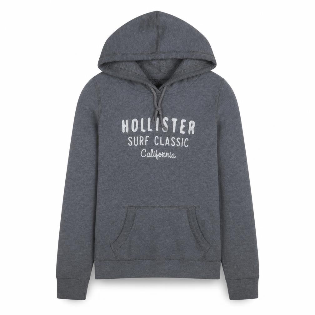 Hollister Women’s Grey Pullover Hoodie Medium Hooded Classic Fit