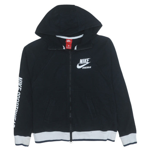 Nike Womens Black Full Zip Hoodie Medium Sportswear Logo Sweatshirt