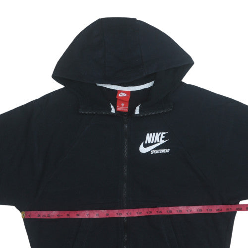 Nike Womens Black Full Zip Hoodie Medium Sportswear Logo Sweatshirt