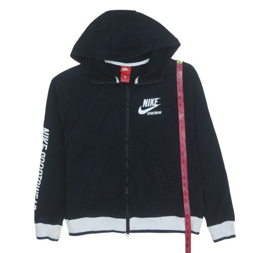 Nike Womens Black Full Zip Hoodie Medium Sportswear Logo Sweatshirt