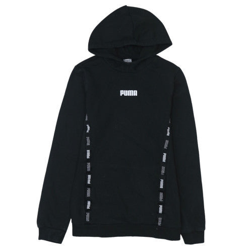 Puma Boys Black Pullover Hoodie 15-16 Years Logo Fleece Casual Sweatshirt