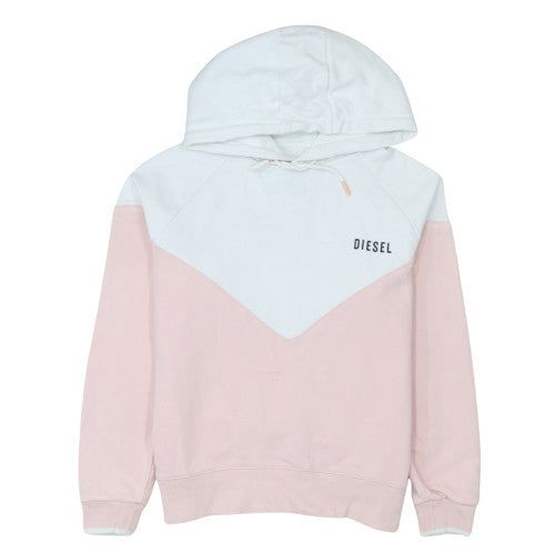 Diesel Womens Pink and White Hooded Pullover Sweatshirt Size S