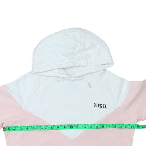 Diesel Womens Pink and White Hooded Pullover Sweatshirt Size S