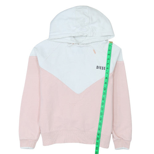 Diesel Womens Pink and White Hooded Pullover Sweatshirt Size S