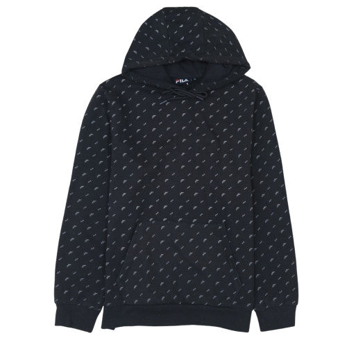 Fila Womens Black Pullover Hoodie Medium Cotton Blend Casual