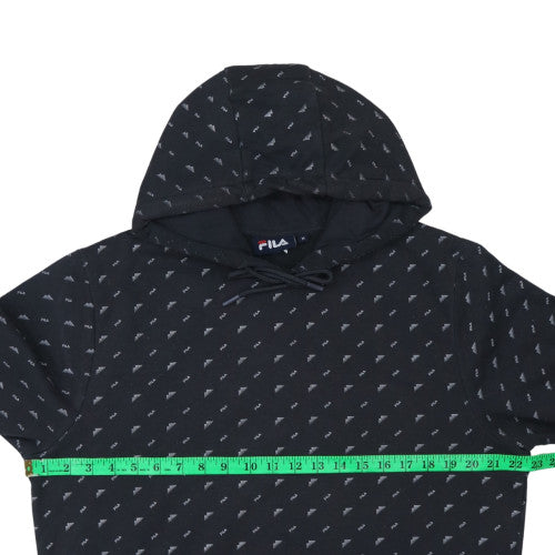 Fila Womens Black Pullover Hoodie Medium Cotton Blend Casual