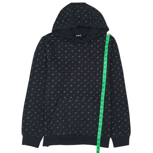 Fila Womens Black Pullover Hoodie Medium Cotton Blend Casual