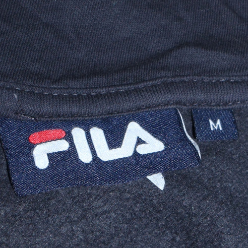 Fila Womens Black Pullover Hoodie Medium Cotton Blend Casual