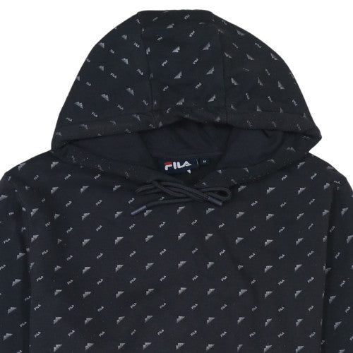 Fila Womens Black Pullover Hoodie Medium Cotton Blend Casual