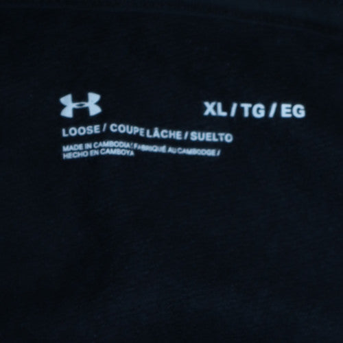 Under Armour Mens Black XL Pullover Hoodie Loose Fit Cotton Blend