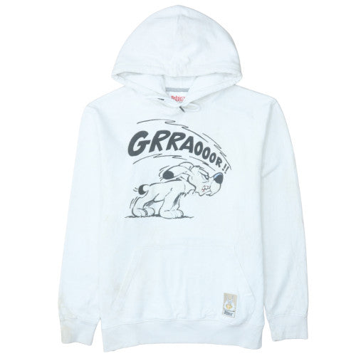 Celio Asterix Men's White Pullover Hoodie L Graphic Print Fleece