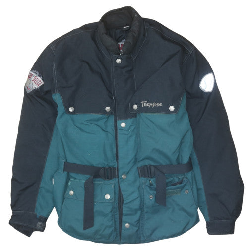 Treasure Men's XL Green Motorcycle Jacket Belted Outdoor Windproof
