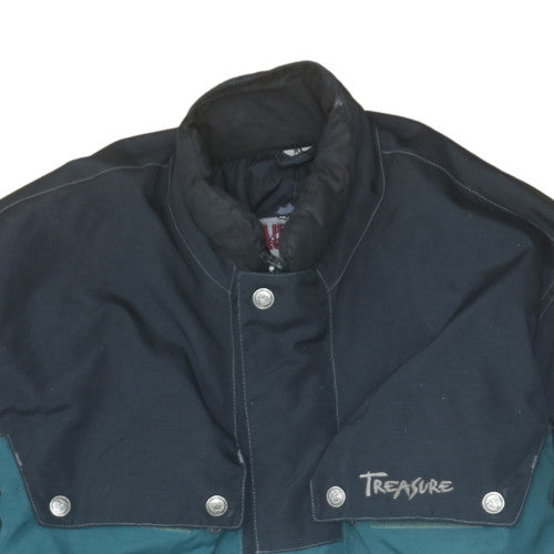 Treasure Men's XL Green Motorcycle Jacket Belted Outdoor Windproof