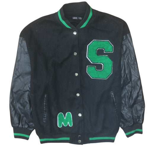 SHEIN Women Black Varsity Jacket Size 12 Letterman Style