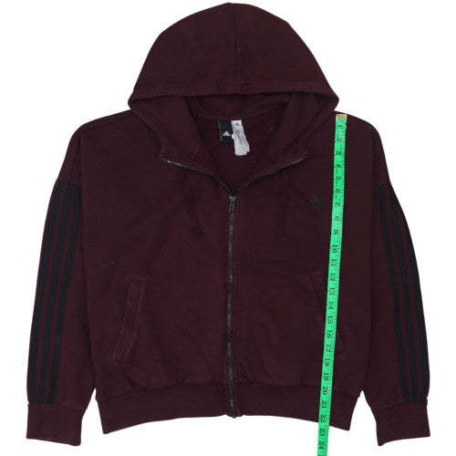 Adidas Womens Burgundy Full Zip Hoodie Size XL Cotton Blend