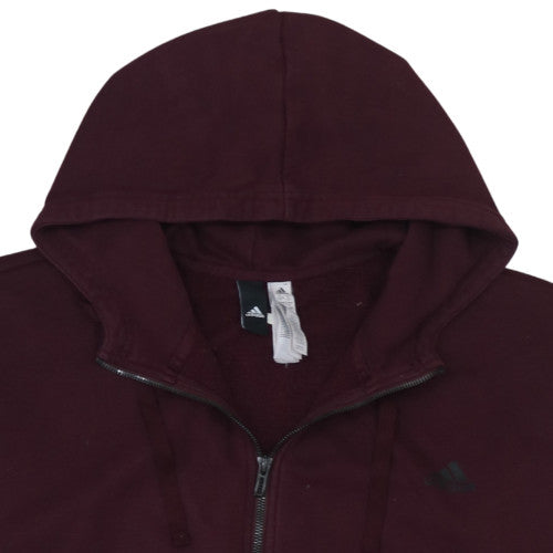 Adidas Womens Burgundy Full Zip Hoodie Size XL Cotton Blend