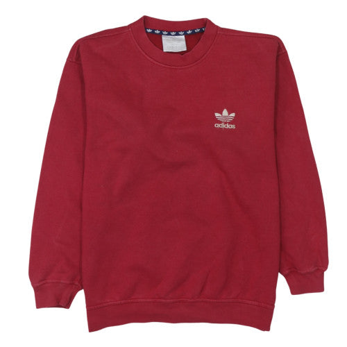 Adidas Women Red Crew Neck Pullover Sweatshirt Size 14 Cotton Blend