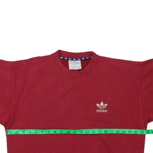 Adidas Women Red Crew Neck Pullover Sweatshirt Size 14 Cotton Blend