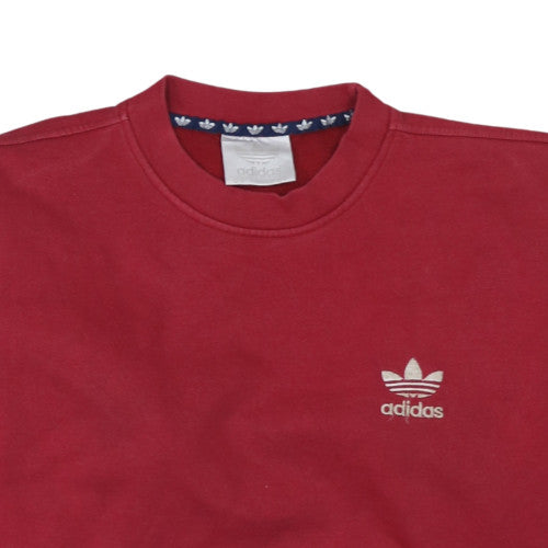 Adidas Women Red Crew Neck Pullover Sweatshirt Size 14 Cotton Blend