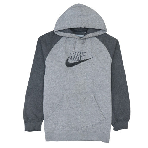 Nike Mens Grey Pullover Hoodie L Fleece Graphic Logo Sweatshirt