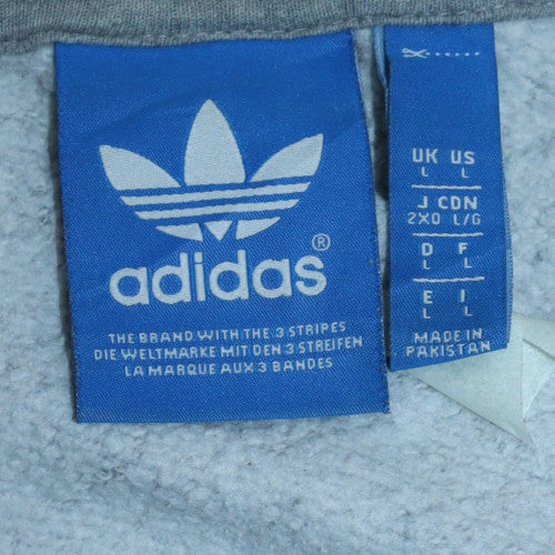 Adidas Mens Grey Pullover Hoodie L Regular Fit Sports Style