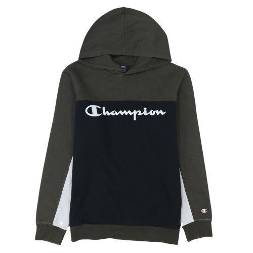 Champion Boys Black Pullover Hoodie 13-14 Years Logo Colourblock Sweatshirt