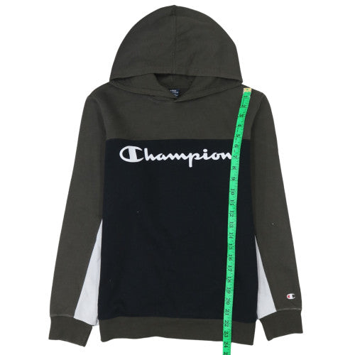 Champion Boys Black Pullover Hoodie 13-14 Years Logo Colourblock Sweatshirt