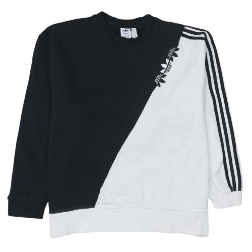 Adidas Womens Black White Colourblock Sweatshirt Size 18 Crew Neck