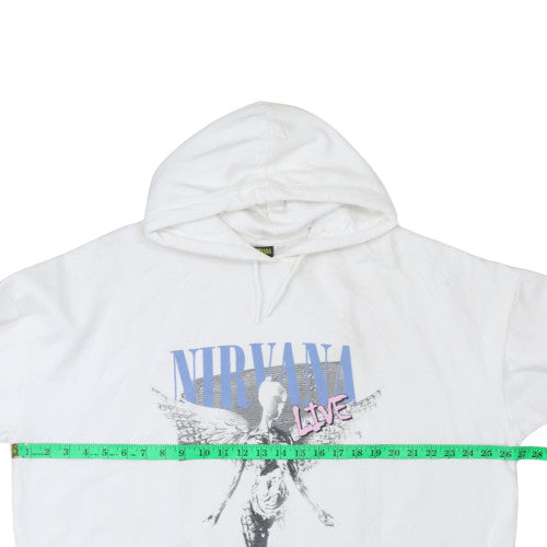 Nirvana Women’s White Pullover Hoodie Graphic Print Size M