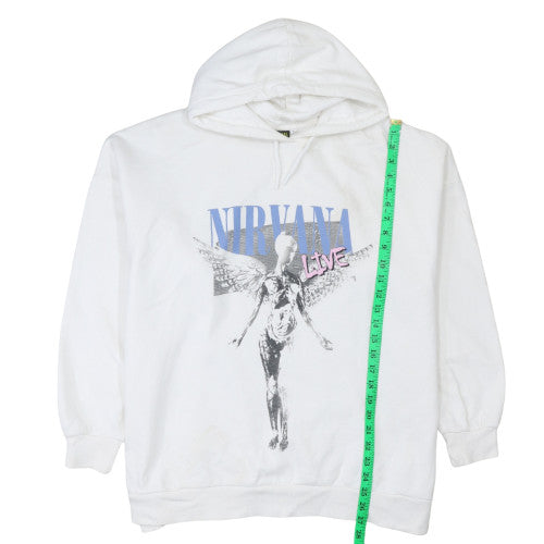Nirvana Women’s White Pullover Hoodie Graphic Print Size M