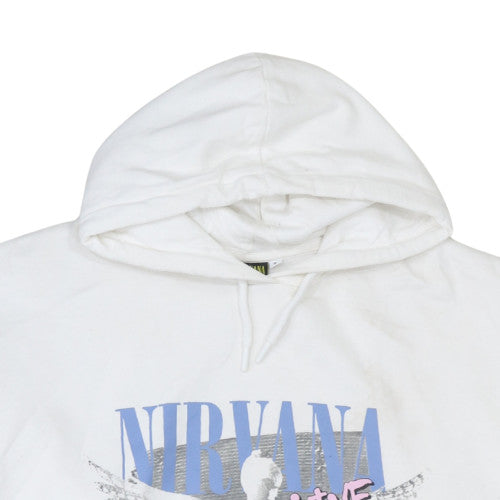Nirvana Women’s White Pullover Hoodie Graphic Print Size M
