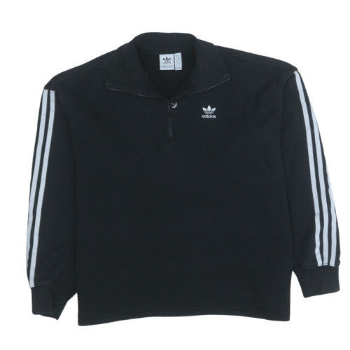 Adidas Womens Black 1/4 Zip Sweatshirt Size 10 Cotton Blend