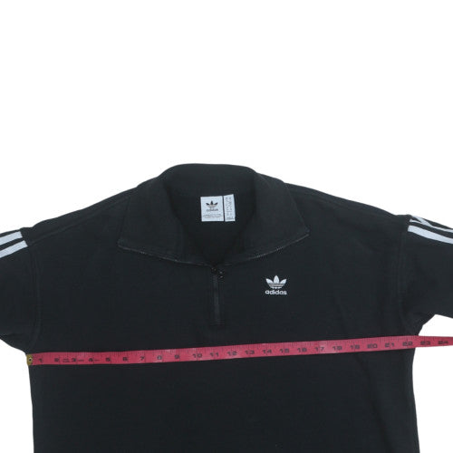 Adidas Womens Black 1/4 Zip Sweatshirt Size 10 Cotton Blend