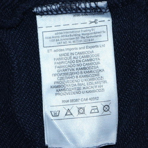 Adidas Women Navy Blue 1/2 Zip Hoodie with Logo Detail Size 10