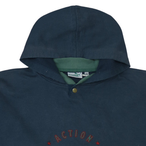 Puma Mens Blue XL Retro Pullover Hoodie Embroidered 90s Sportswear