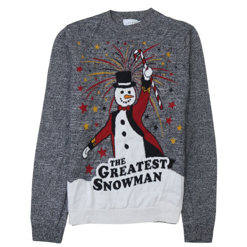 Topman Men's Grey 'The Greatest Snowman' Christmas Jumper Size S