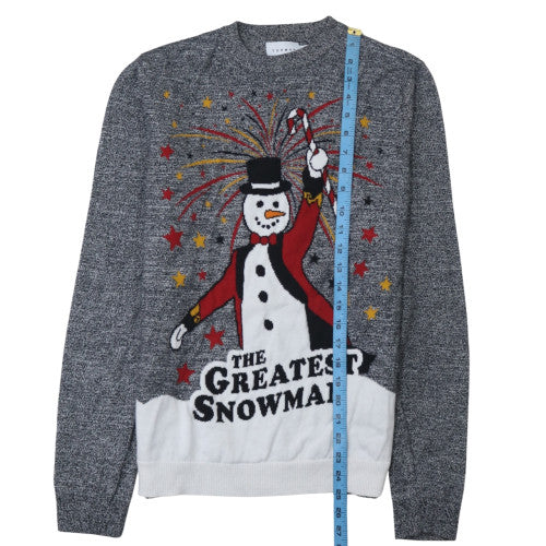 Topman Men's Grey 'The Greatest Snowman' Christmas Jumper Size S