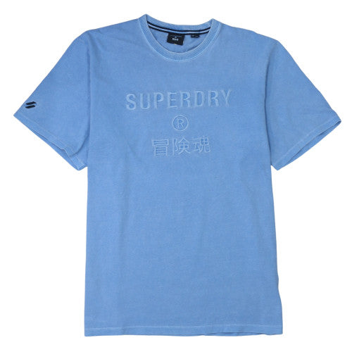 Superdry Men's Blue Embroidered Logo Crew Neck T-Shirt Size M
