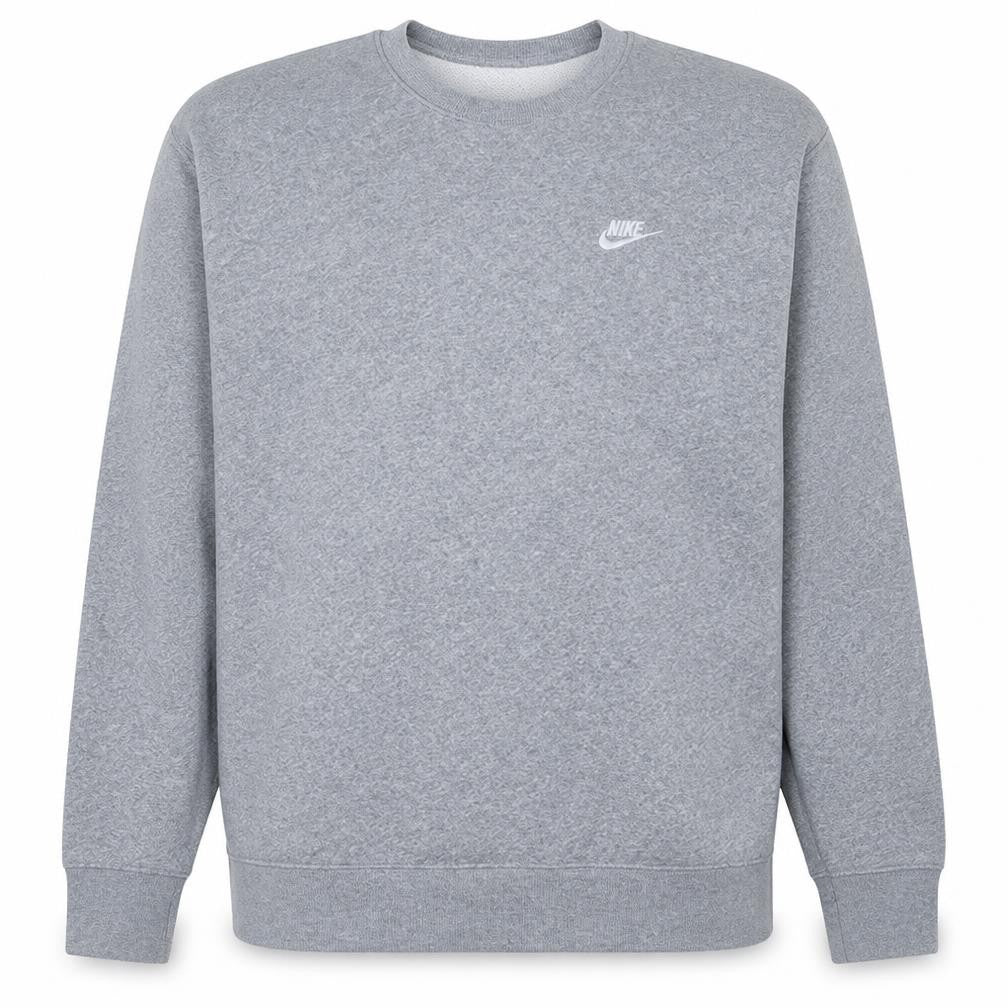Front view of Nike Men's Grey XL Crew Neck Fleece Pullover Sweatshirt